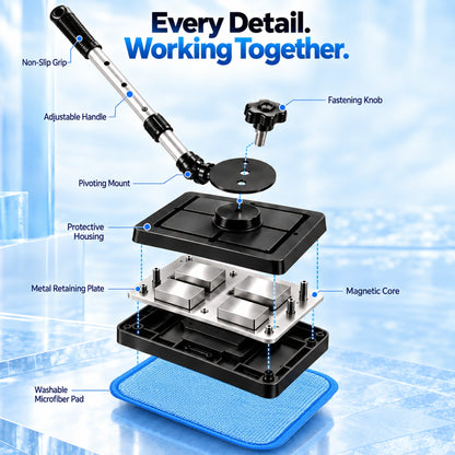 IEY®🛻All-In-One Magnetic Glass Cleaner — Dual-Side Cleaning, Washable Pads & Versatile Home and Car Use | One Kit. Cleaner Glass. Less Effort. 💎