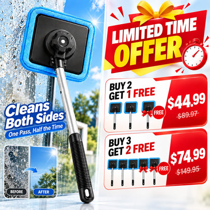 IEY®🛻All-In-One Magnetic Glass Cleaner — Dual-Side Cleaning, Washable Pads & Versatile Home and Car Use | One Kit. Cleaner Glass. Less Effort. 💎