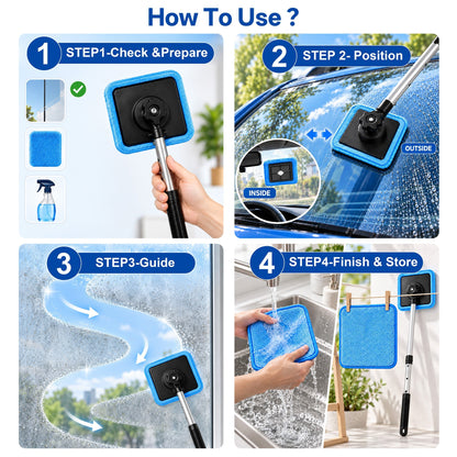 IEY®🛻All-In-One Magnetic Glass Cleaner — Dual-Side Cleaning, Washable Pads & Versatile Home and Car Use | One Kit. Cleaner Glass. Less Effort. 💎