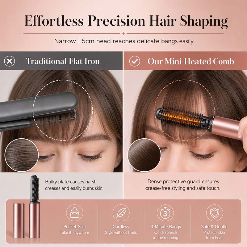 Add Crown Volume Instantly! Cordless Heated Bangs Styling Comb (offer)
